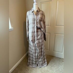 PINK Victoria's Secret Iced Coffee Plaid Pajama Set